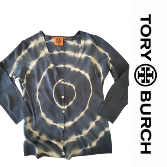 Tory Burch Sweaters - Tory Burch Blue Tie Dye Dabney Cardigan - Size S